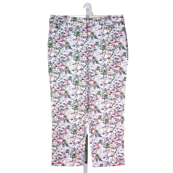 Talbots Womens Pants Floral Stretch Beach Summer Hawaiian Vacation Trousers 12 - Picture 1 of 8
